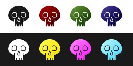 Set Skull icon isolated on black and white background. Vector Illustrationのイラスト素材