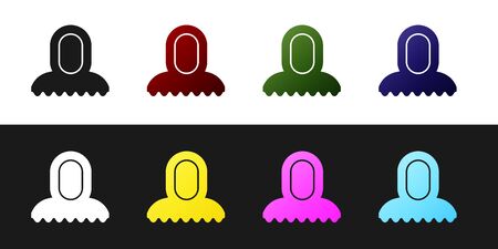 Set Medieval hood icon isolated on black and white background. Hooded sweatshirt. Vector Illustrationのイラスト素材