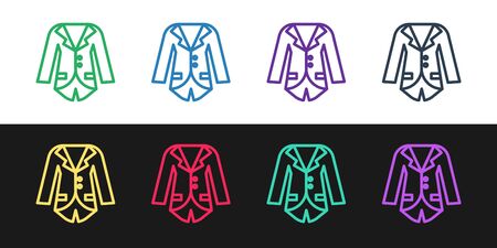 Set line Blazer or jacket icon isolated on black and white background. Vector Illustrationのイラスト素材