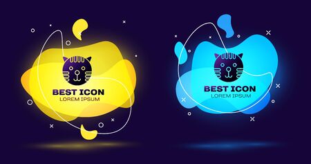 Black Tiger zodiac sign icon isolated on blue background. Astrological horoscope collection. Set abstract banner with liquid shapes. Vector Illustrationのイラスト素材