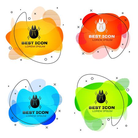Black Parasite mite icon isolated on white background. Set abstract banner with liquid shapes. Vector Illustrationのイラスト素材