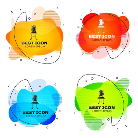 Black Chair icon isolated on white background. Set abstract banner with liquid shapes. Vector Illustrationのイラスト素材