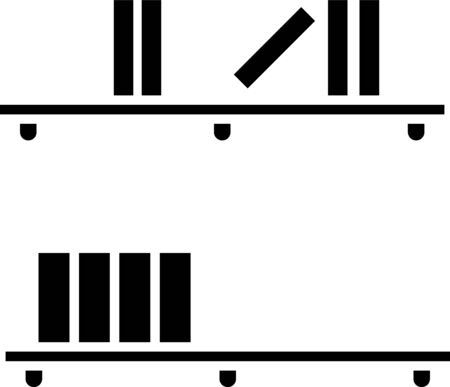 Black Shelf with books icon isolated on white background. Shelves sign. Vector Illustrationのイラスト素材