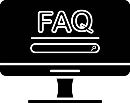 Black Computer monitor with text FAQ information icon isolated on white background. Frequently asked questions. Vector Illustrationのイラスト素材