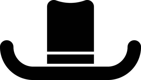 Black Man hat with ribbon icon isolated on white background. Vector Illustrationのイラスト素材