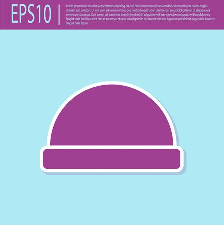Retro purple Beanie hat icon isolated on turquoise background. Vector Illustrationのイラスト素材