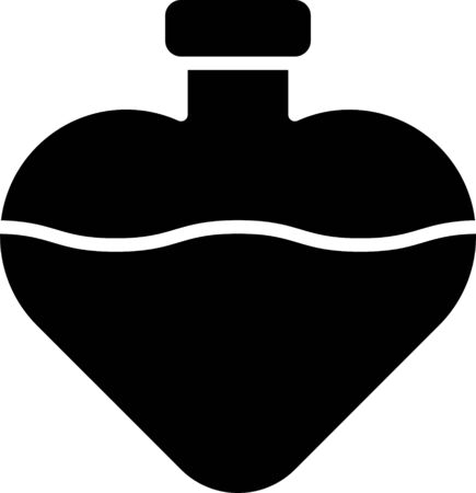Black Bottle with love potion icon isolated on white background. Valentines day symbol. Vector Illustrationのイラスト素材
