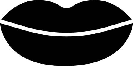 Black Smiling lips icon isolated on white background. Smile symbol. Vector Illustrationのイラスト素材
