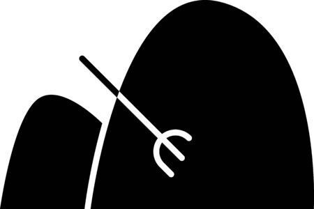 Black Bale of hay and rake icon isolated on white background. Vector Illustrationのイラスト素材