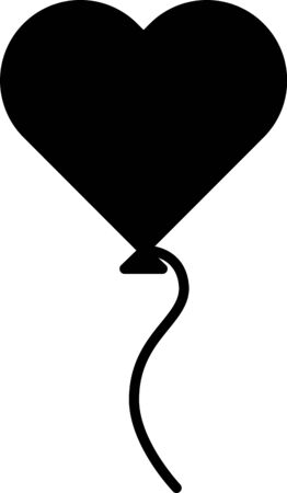 Black Balloons in form of heart with ribbon icon isolated on white background. Valentines day symbol. Vector Illustrationのイラスト素材