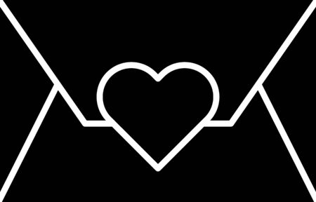 Black Envelope with Valentine heart icon isolated on white background. Message love. Letter love and romance. Vector Illustrationのイラスト素材