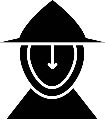 Black Medieval iron helmet for head protection icon isolated on white background. Vector Illustrationのイラスト素材