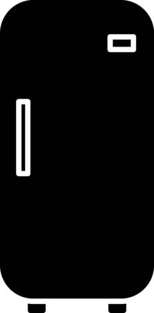 Black Refrigerator icon isolated on white background. Fridge freezer refrigerator. Household tech and appliances. Vector Illustrationのイラスト素材