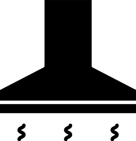 Black Kitchen extractor fan icon isolated on white background. Cooker hood. Kitchen exhaust. Household appliance. Vector Illustrationのイラスト素材