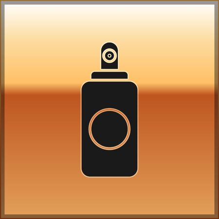 Black Spray can for air freshener, hairspray, deodorant, antiperspirant icon isolated on gold background. Vector Illustrationのイラスト素材