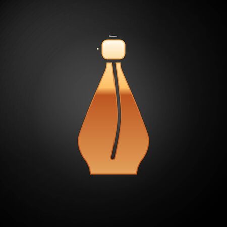 Gold Perfume icon isolated on black background.  Vector Illustrationのイラスト素材