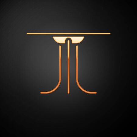 Gold Round table icon isolated on black background. Vector Illustrationのイラスト素材
