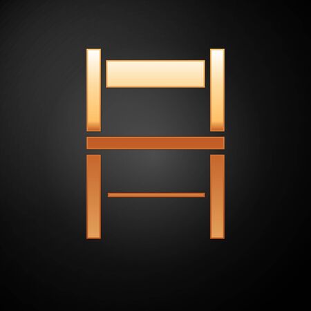 Gold Chair icon isolated on black background. Vector Illustrationのイラスト素材
