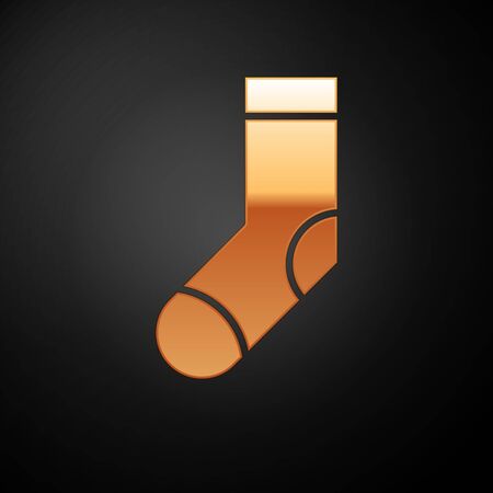 Gold Socks icon isolated on black background. Vector Illustrationのイラスト素材