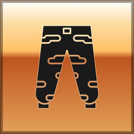 Black Camouflage cargo pants icon isolated on gold background. Vector Illustrationのイラスト素材