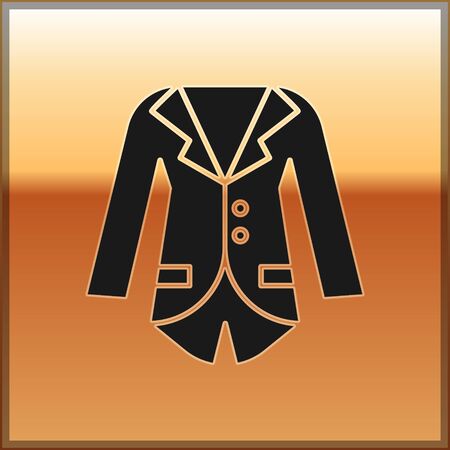 Black Blazer or jacket icon isolated on gold background. Vector Illustrationのイラスト素材