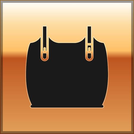 Black Body armor icon isolated on gold background. Vector Illustrationのイラスト素材