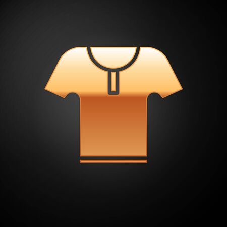Gold Body armor icon isolated on black background. Vector Illustrationのイラスト素材