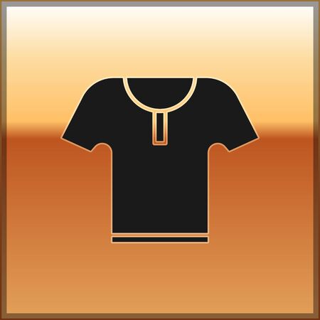 Black Body armor icon isolated on gold background. Vector Illustrationのイラスト素材