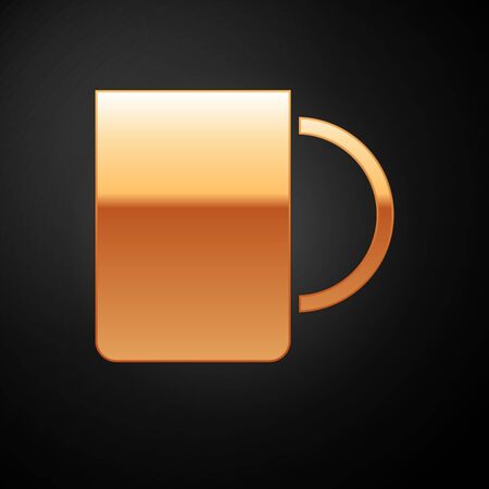 Gold Coffee cup icon isolated on black background. Tea cup. Hot drink coffee. Vector Illustrationのイラスト素材