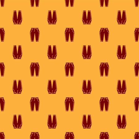 Red Pants icon isolated seamless pattern on brown background. Vector Illustrationのイラスト素材
