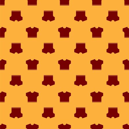 Red T-shirt icon isolated seamless pattern on brown background. Vector Illustrationのイラスト素材
