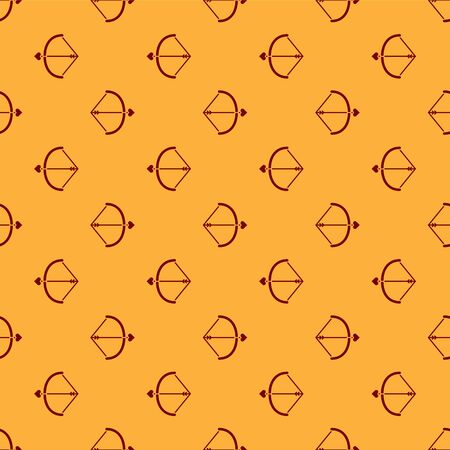 Red Bow and arrow icon isolated seamless pattern on brown background. Cupid symbol. Love sign. Valentines day concept. Vector Illustrationのイラスト素材
