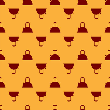 Red Kettle with handle icon isolated seamless pattern on brown background. Teapot icon. Vector Illustrationのイラスト素材
