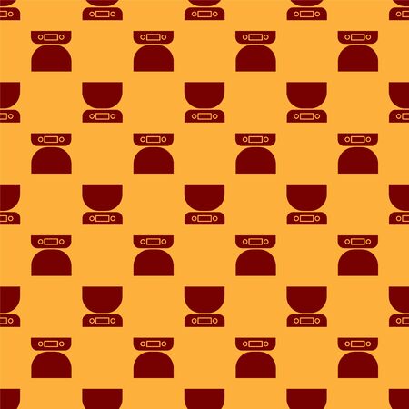 Red Electronic scales icon isolated seamless pattern on brown background. Weight measure equipment. Vector Illustrationのイラスト素材