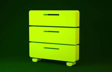 Yellow Furniture nightstand icon isolated on green background. Minimalism concept. 3d illustration 3D renderの写真素材