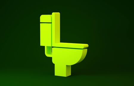 Yellow Toilet bowl icon isolated on green background. Minimalism concept. 3d illustration 3D renderの写真素材