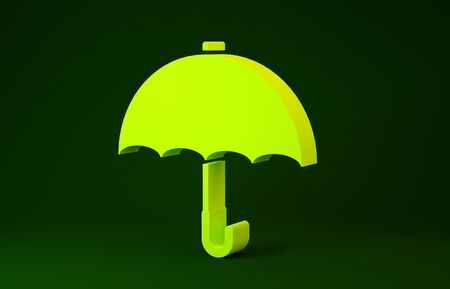 Yellow Umbrella icon isolated on green background. Minimalism concept. 3d illustration 3D renderの写真素材