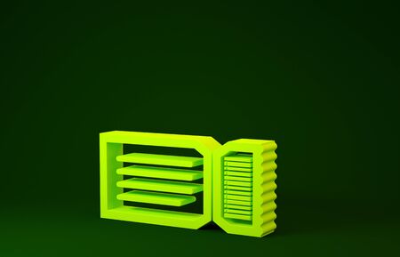 Yellow Ticket icon isolated on green background. Minimalism concept. 3d illustration 3D renderの写真素材