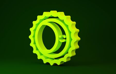 Yellow Eclipse of the sun icon isolated on green background. Total sonar eclipse. Minimalism concept. 3d illustration 3D renderの写真素材