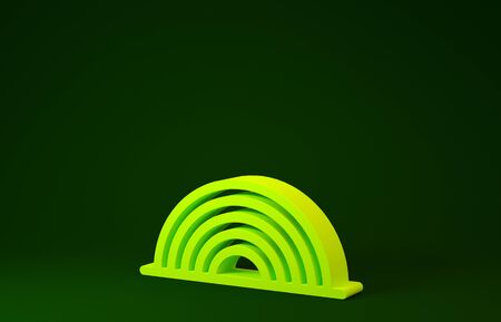 Yellow Rainbow icon isolated on green background. Minimalism concept. 3d illustration 3D renderの写真素材