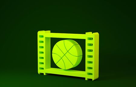 Yellow Basketball game video icon isolated on green background. Minimalism concept. 3d illustration 3D renderの写真素材