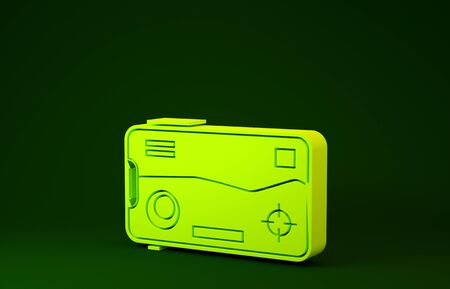 Yellow Smartphone and playing in game icon isolated on green background. Mobile gaming concept. Minimalism concept. 3d illustration 3D renderの写真素材
