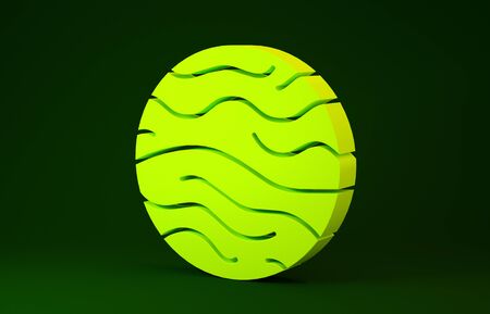 Yellow Planet Venus icon isolated on green background. Minimalism concept. 3d illustration 3D renderの写真素材