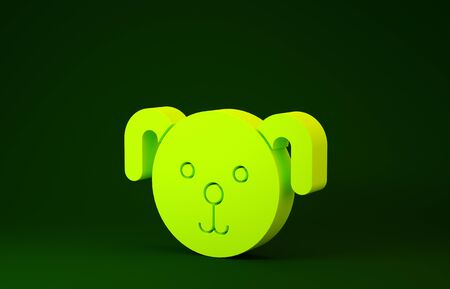 Yellow Dog zodiac sign icon isolated on green background. Astrological horoscope collection. Minimalism concept. 3d illustration 3D renderの写真素材