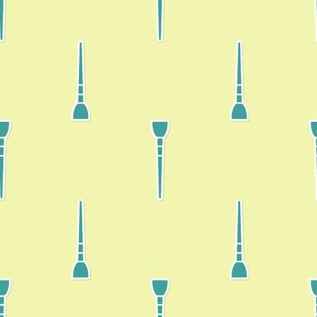 Green Makeup brush icon isolated seamless pattern on yellow background. Vector Illustrationのイラスト素材