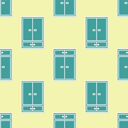 Green Wardrobe icon isolated seamless pattern on yellow background. Vector Illustrationのイラスト素材