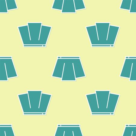 Green Skirt icon isolated seamless pattern on yellow background. Vector Illustrationのイラスト素材