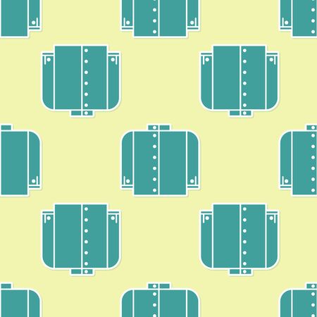 Green T-shirt icon isolated seamless pattern on yellow background. Vector Illustrationのイラスト素材