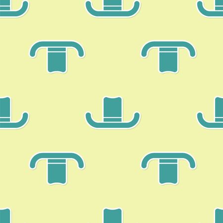Green Man hat with ribbon icon isolated seamless pattern on yellow background. Vector Illustrationのイラスト素材