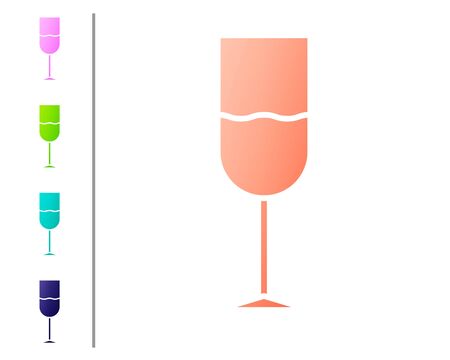 Coral Wine glass icon isolated on white background. Wineglass icon. Goblet symbol. Glassware sign. Set color icons. Vector Illustrationのイラスト素材
